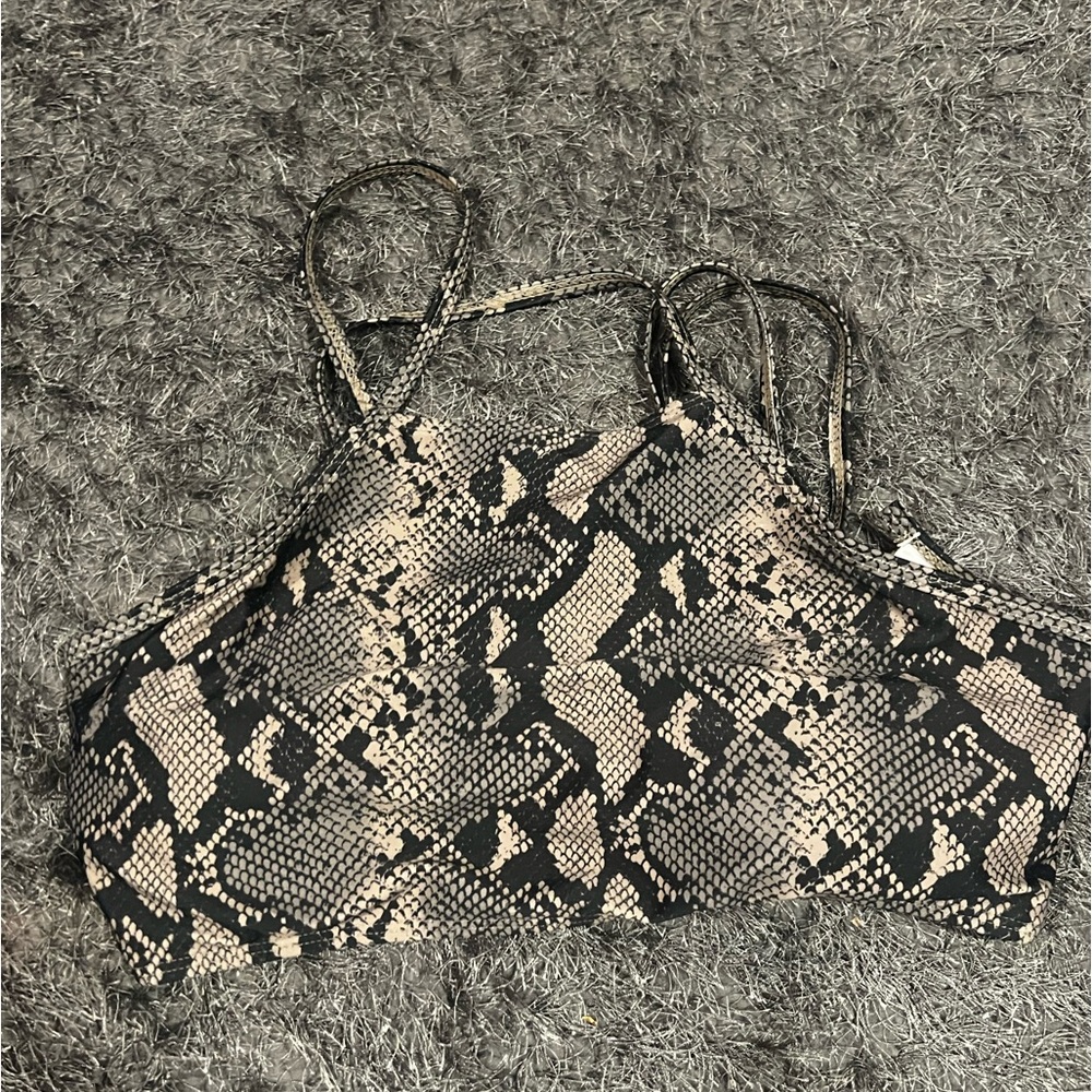 Snakeskin Print Swimsuit Top
